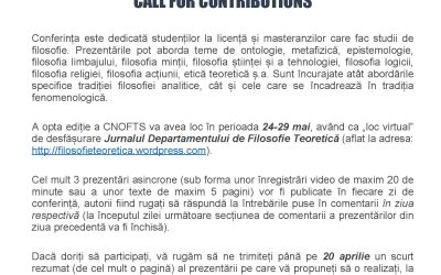Conferința Națională Online de Filosofie Teoretică pentru Studenți – ediția a opta