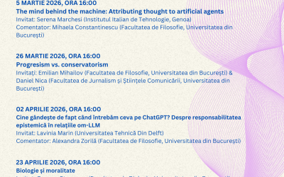 Începe un nou sezon al Dezbaterilor CCEA dedicate eticii aplicate în societate: de la agenți artificiali și responsabilitate epistemică la biologia moralității și dezbaterea progresism vs. conservatorism