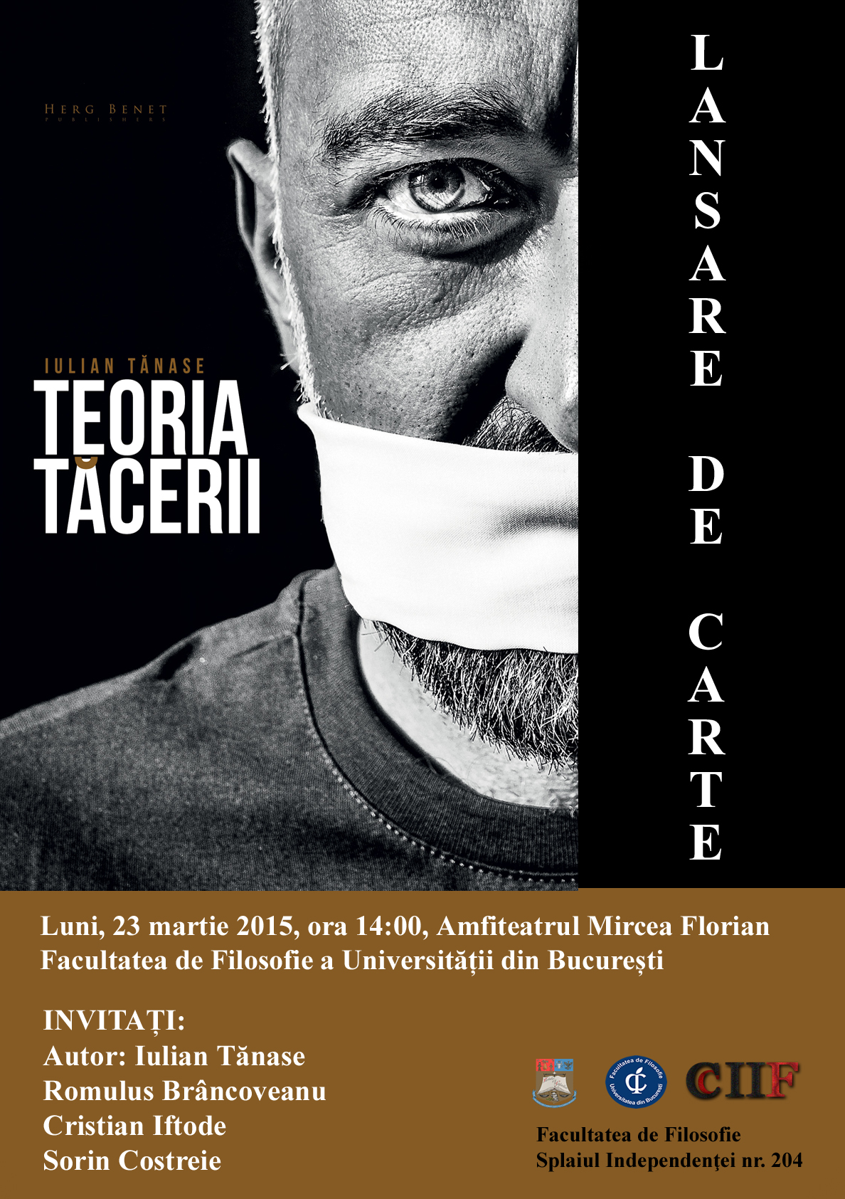 CCIIF: Lansarea cartii „Teoria Tacerii”
