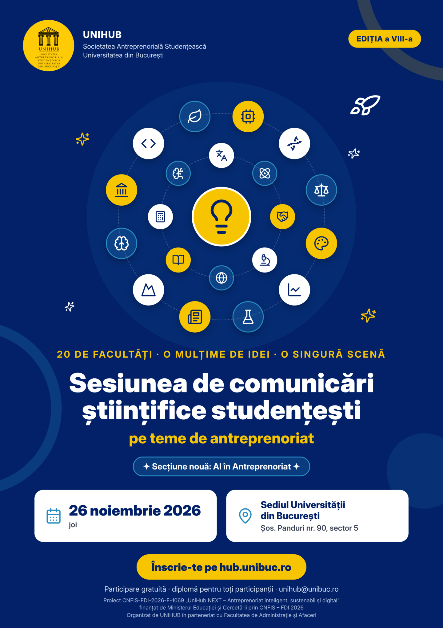 UNIHUB – a VIII-a ediție a Sesiunii de comunicări științifice studențești „Antreprenoriat inteligent, sustenabil și digital”