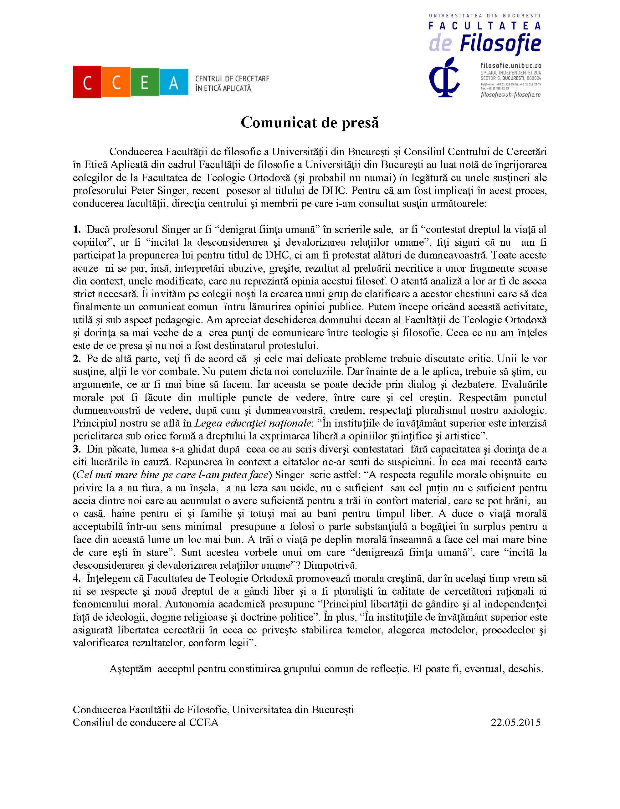 Comunicat de presă