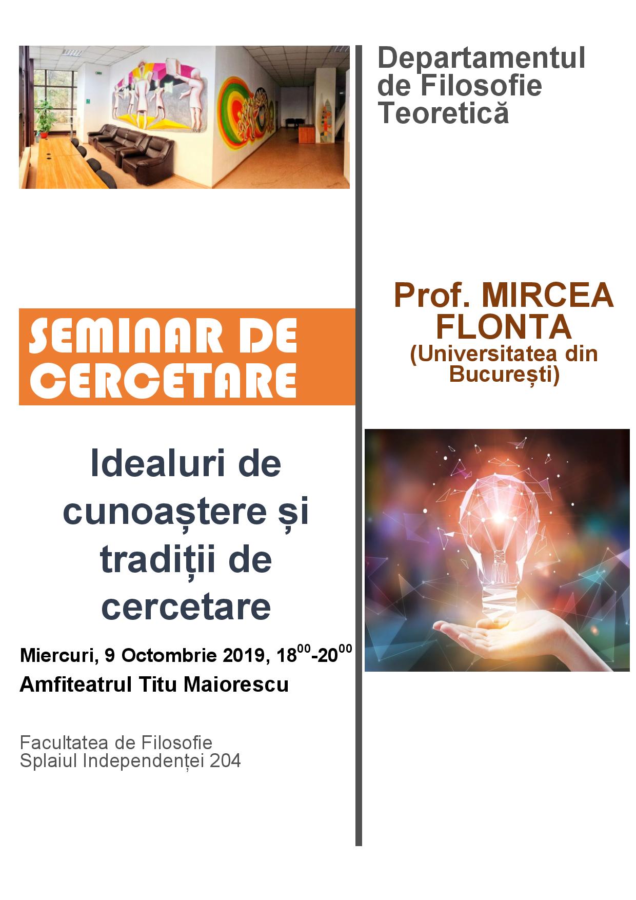 Seminar cercetare DFT: „Idealuri de cunoaștere și tradiții de cercetare”