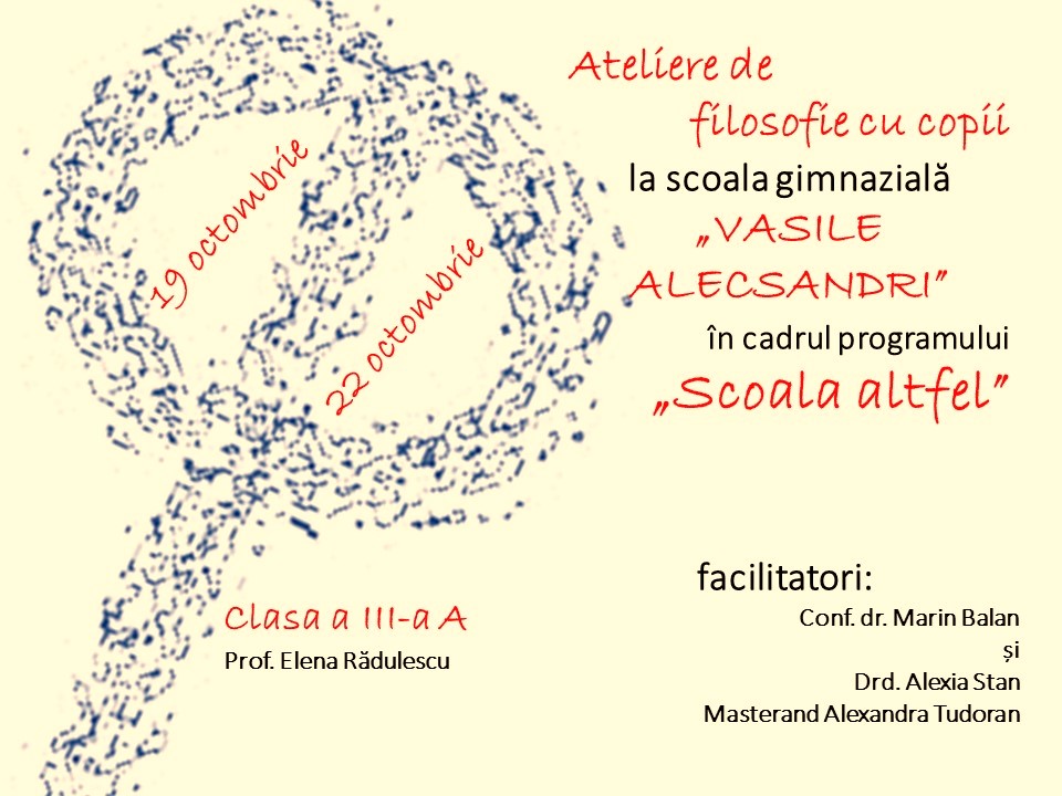 Filosofie cu copii la Școala „Vasile Alecsandri”