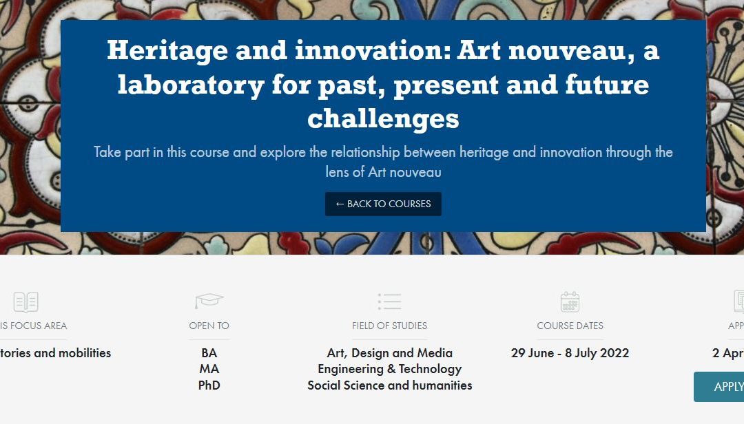 CfP – Heritage and innovation: Art Nouveau, a laboratory for past, present and future challenges
