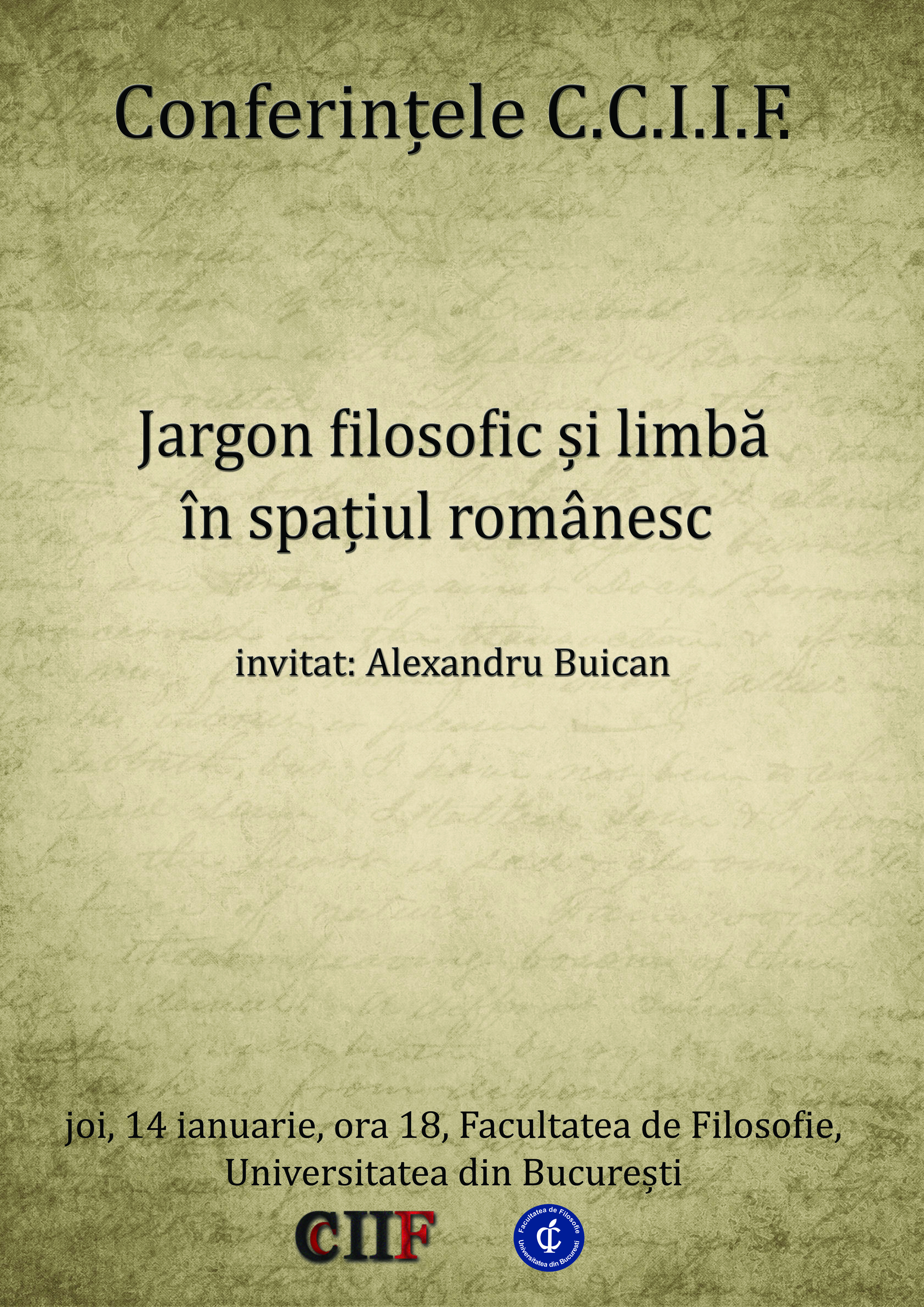 Conferintele CCIIF: Jargon filosofic si limba in spatiul romanesc.