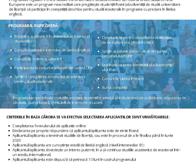 Programul Pregătitor Pentru Studii Post Universitare dedicat Romilor (RGPP)