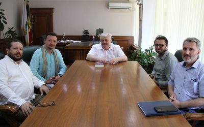 O delegație a Facultății de Filosofie a Universității din București, întrevedere cu rectorul Universității de Stat din Moldova, conf. univ. dr. Igor Șarov