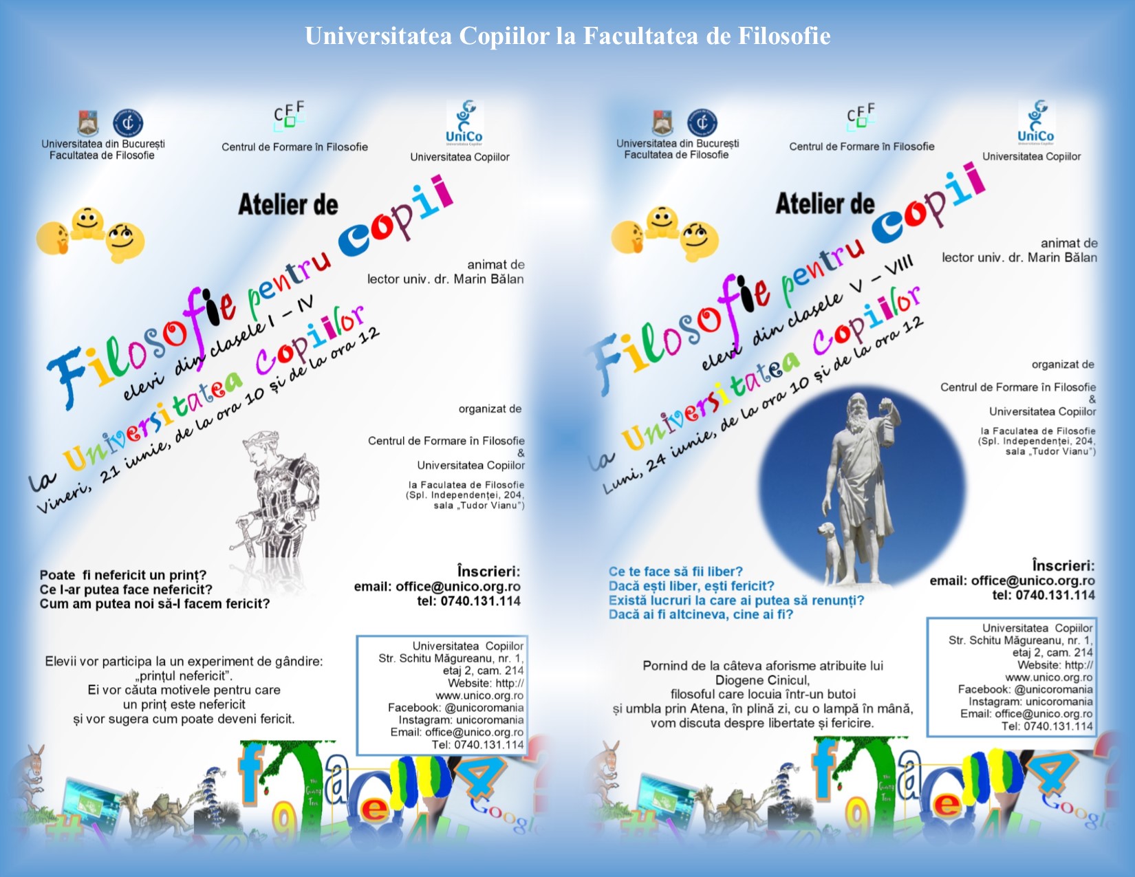 Universitatea Copiilor la Facultatea de Filosofie – Ateliere de Filosofie pentru copii