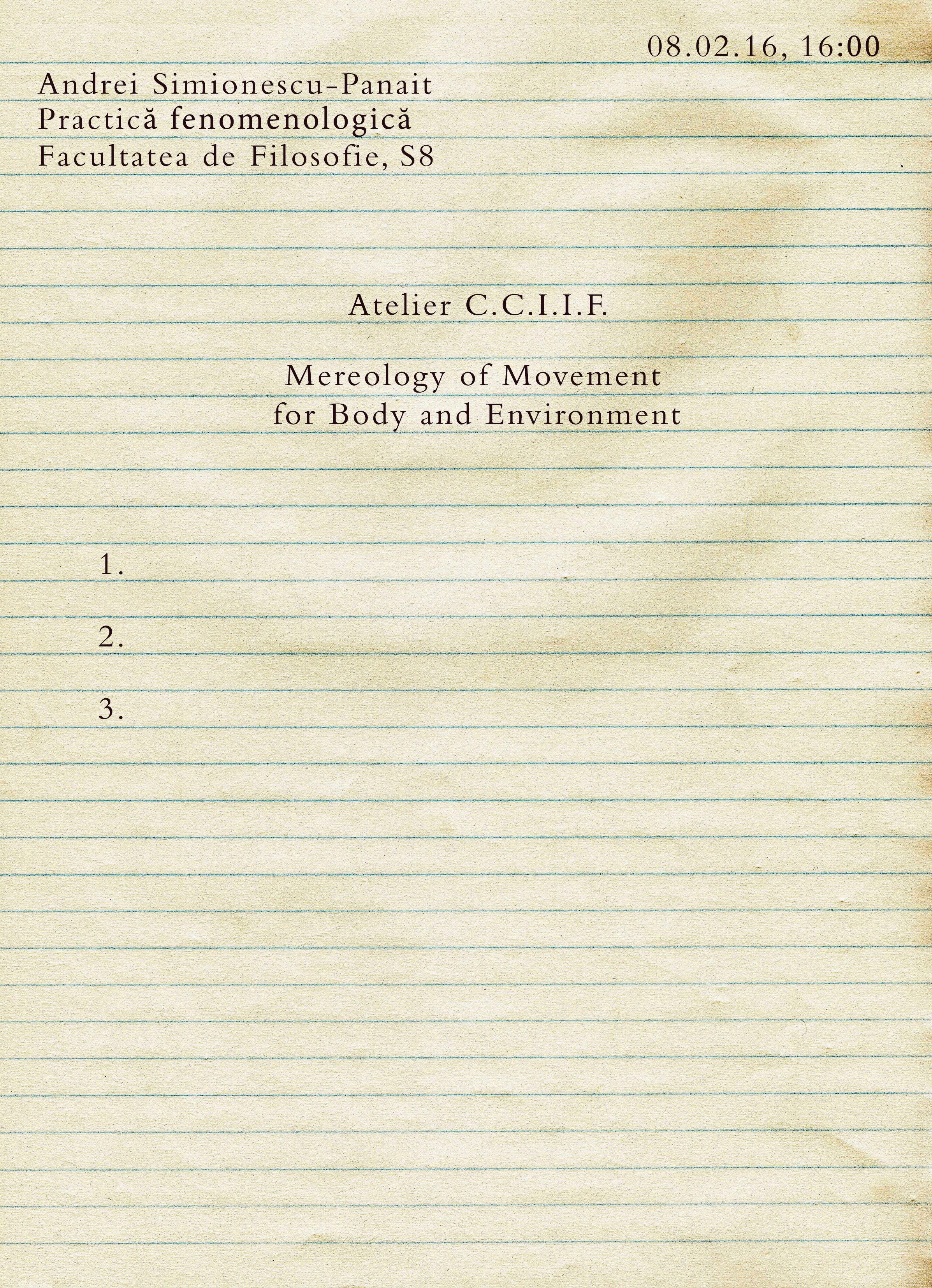 Conferintele CCIIF: Conferinta „Mereology of Movement for Body and Environment”